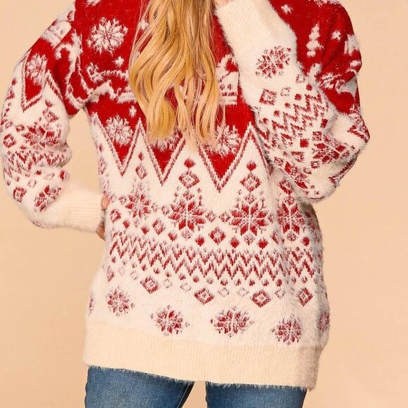 Christmas Reindeer Embroidery Sweater - Cozy and Cute Holiday Sweater - Picture 4 of 6